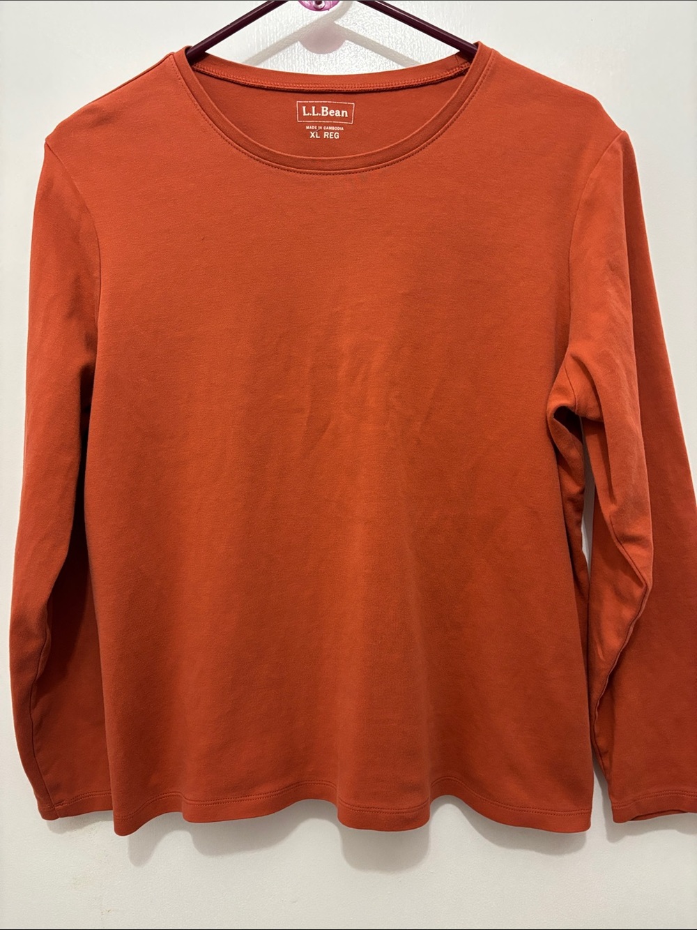 L.L. Bean  Long-Sleeve Crewneck Shirt - Rust Sz XL